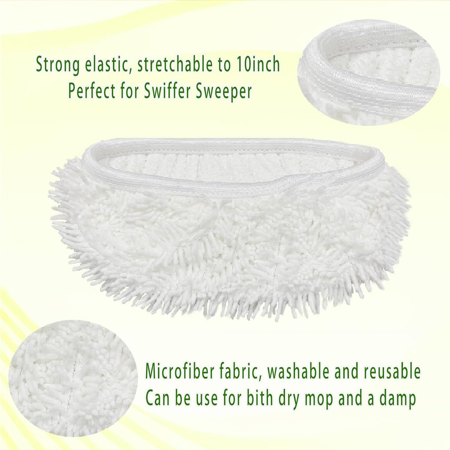 Reusable Microfiber Mop Pads Washable Wet Pads Compatible with Refills for Swiffer Sweeper Wet &