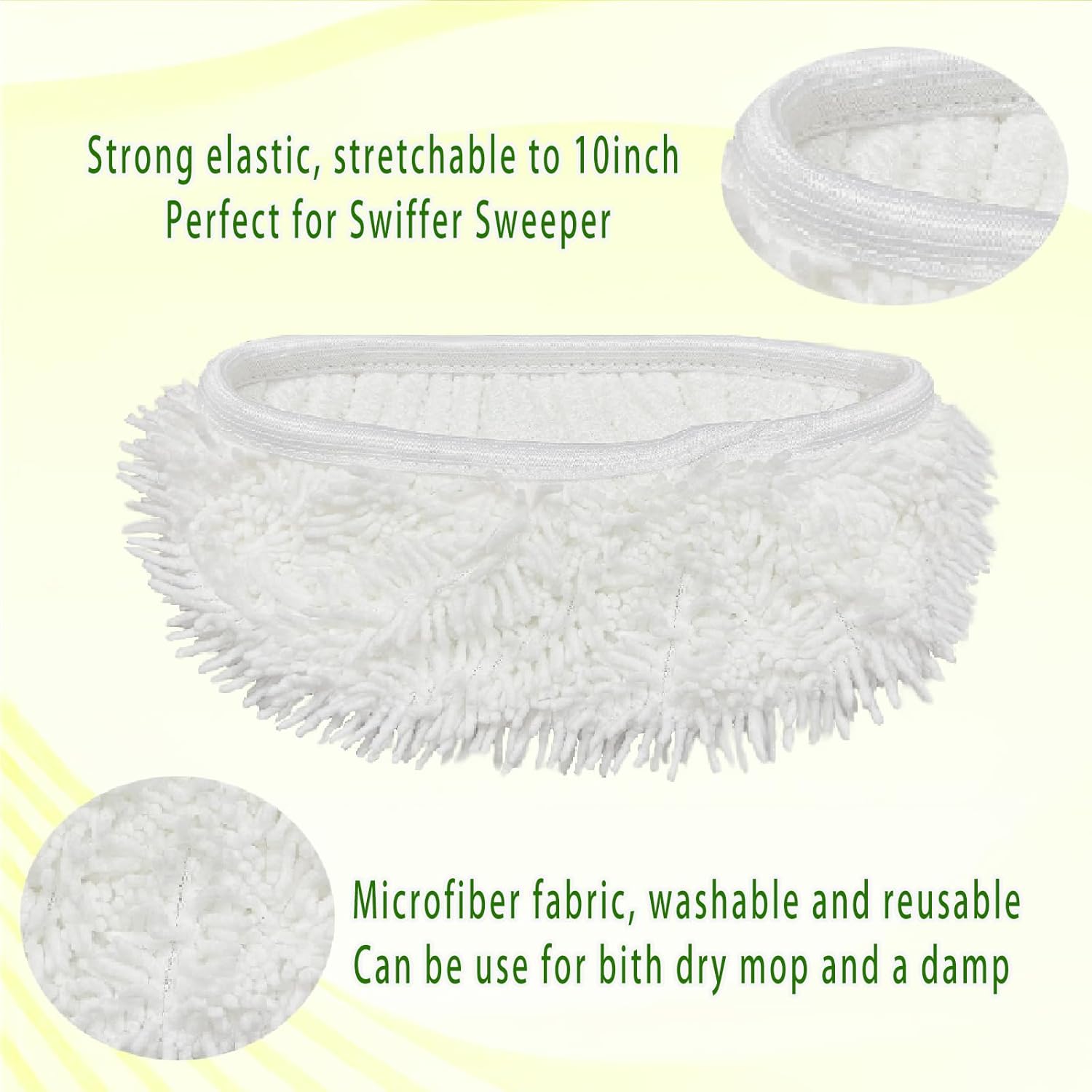 Reusable Microfiber Mop Pads Washable Wet Pads Compatible with Refills for Swiffer Sweeper Wet &