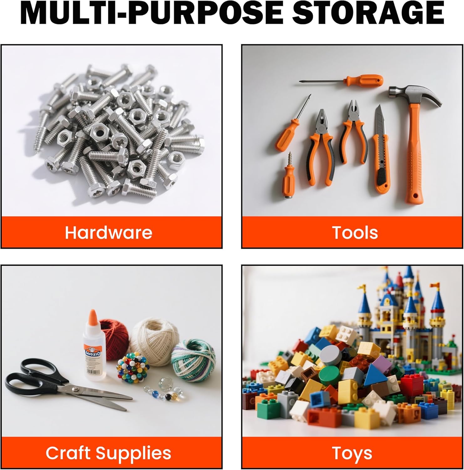 Ultrawall Wall Mounted Storage Bins, Plastic Hanging Storage Organizer Bins, Garage Tool Storage