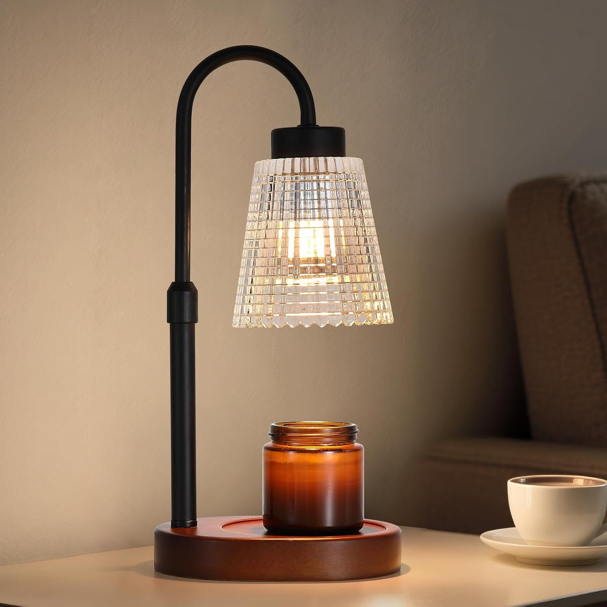 Black Candle Warmer Lamp WithTimer and Dimmer,Fragrance Electric Wax Melt Warmer with 2