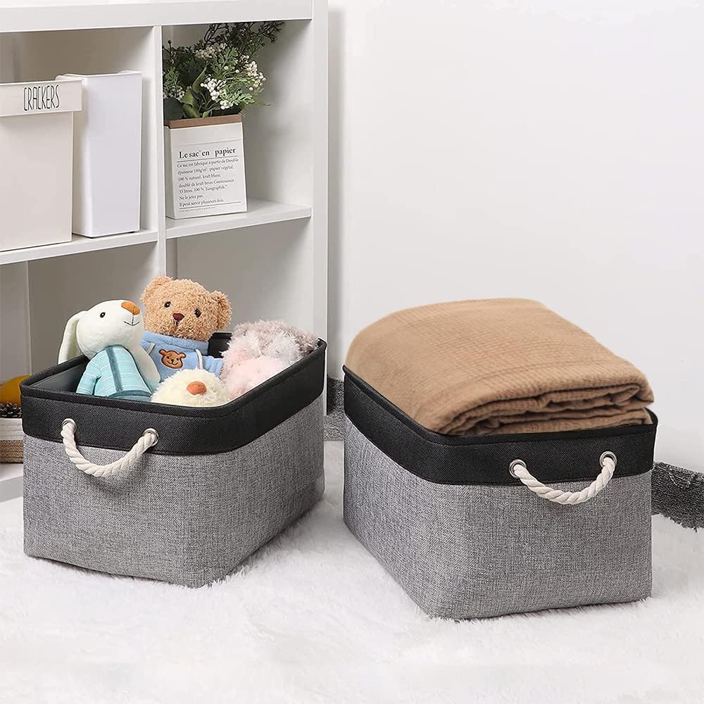 TheWarmHome Organization and Storage Basket for Organizing - 17x14x10 inch Large 3 Pack Collapsible