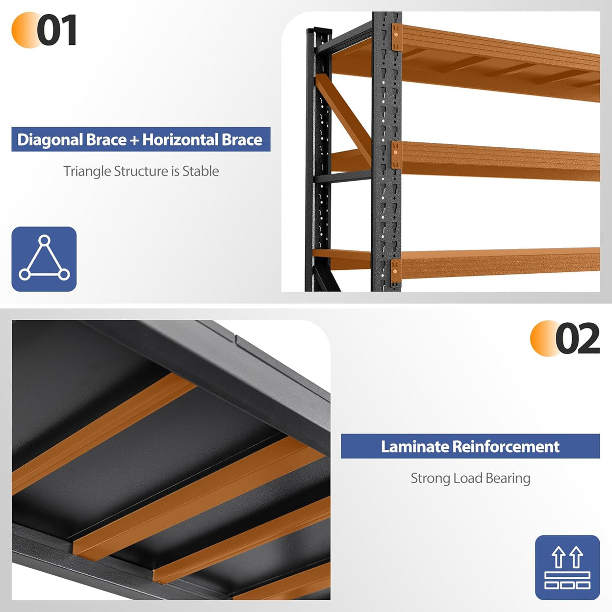 3000LBS Storage Shelves, 48" W Heavy Duty Garage Shelving Unit, Adjustable Industrial Shelving, 4