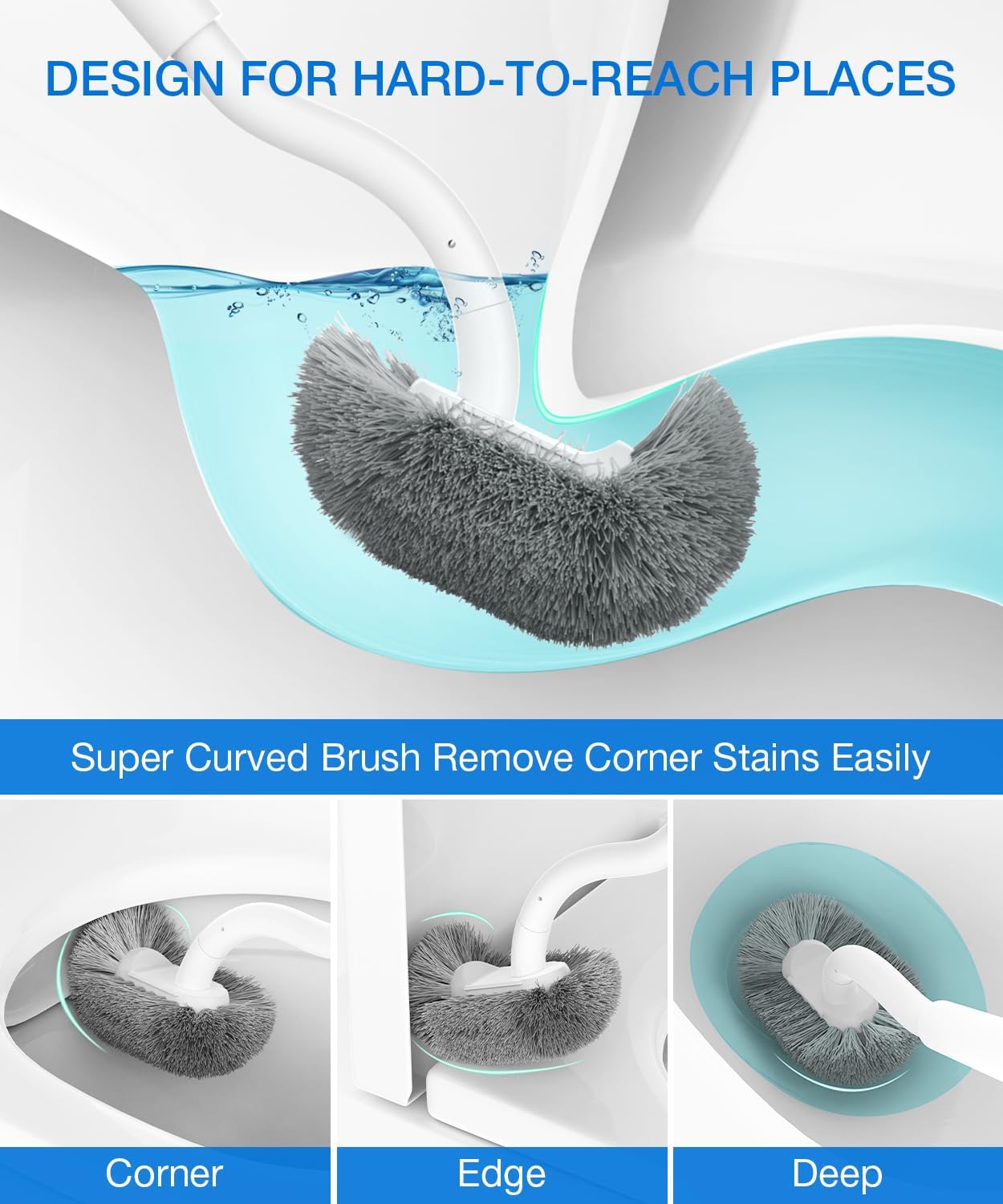 Bathroom Toilet Brush, OSCIOSS Toilet Cleaner Brush [2 Pack] with Ergonomic Design, Compact Size
