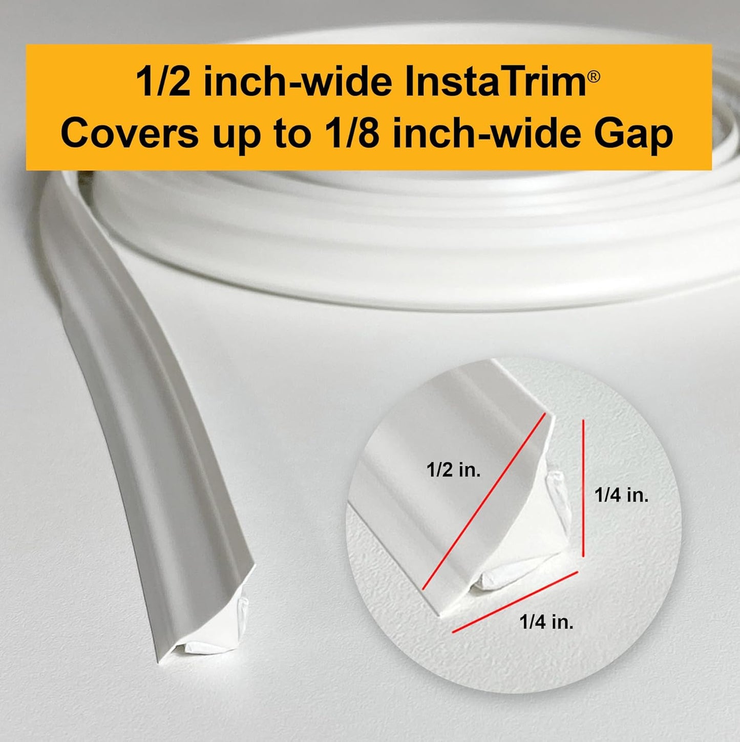 InstaTrim The Original Flexible Trim - 2-Pack of 10ft Grey 1/2" Wide Caulk Tape - Adhesive Trim