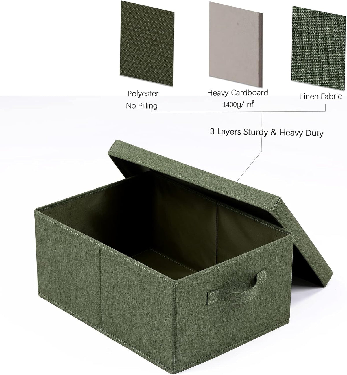 HOONEX Storage Bins with Lids for Organizing, Pack of 2, Storage Boxes with 2 Carrying Handles and