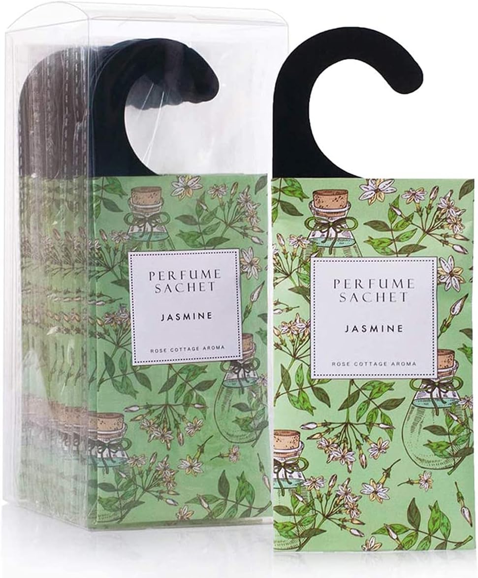 ROSE COTTAGE Large 12 Packs Jasmine Hanging Closet Deodorizer Air Freshener Long Lasting Scented