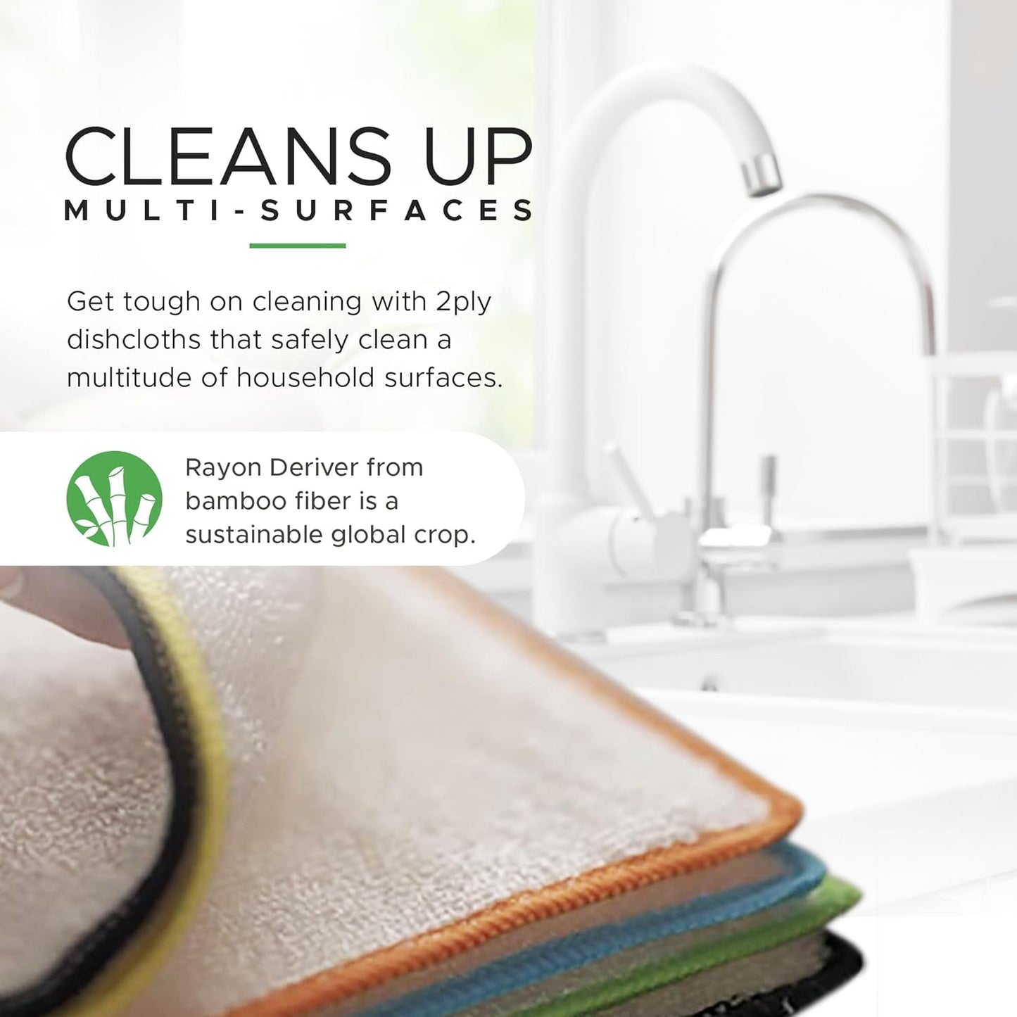 Whiffkitch Dishcloths Dishrags for Kitchen and Household Cleaning 9x9 6-Pack Non-Scratch 2-Ply
