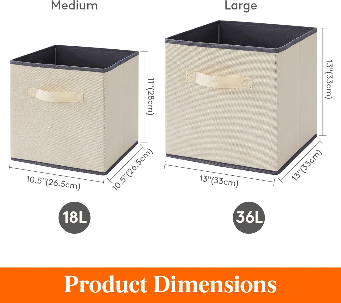 Lifewit Collapsible Fabric Storage Cubes Bins Set 11 Inch, Foldable Cubby Organizers Boxes, 6 Pack