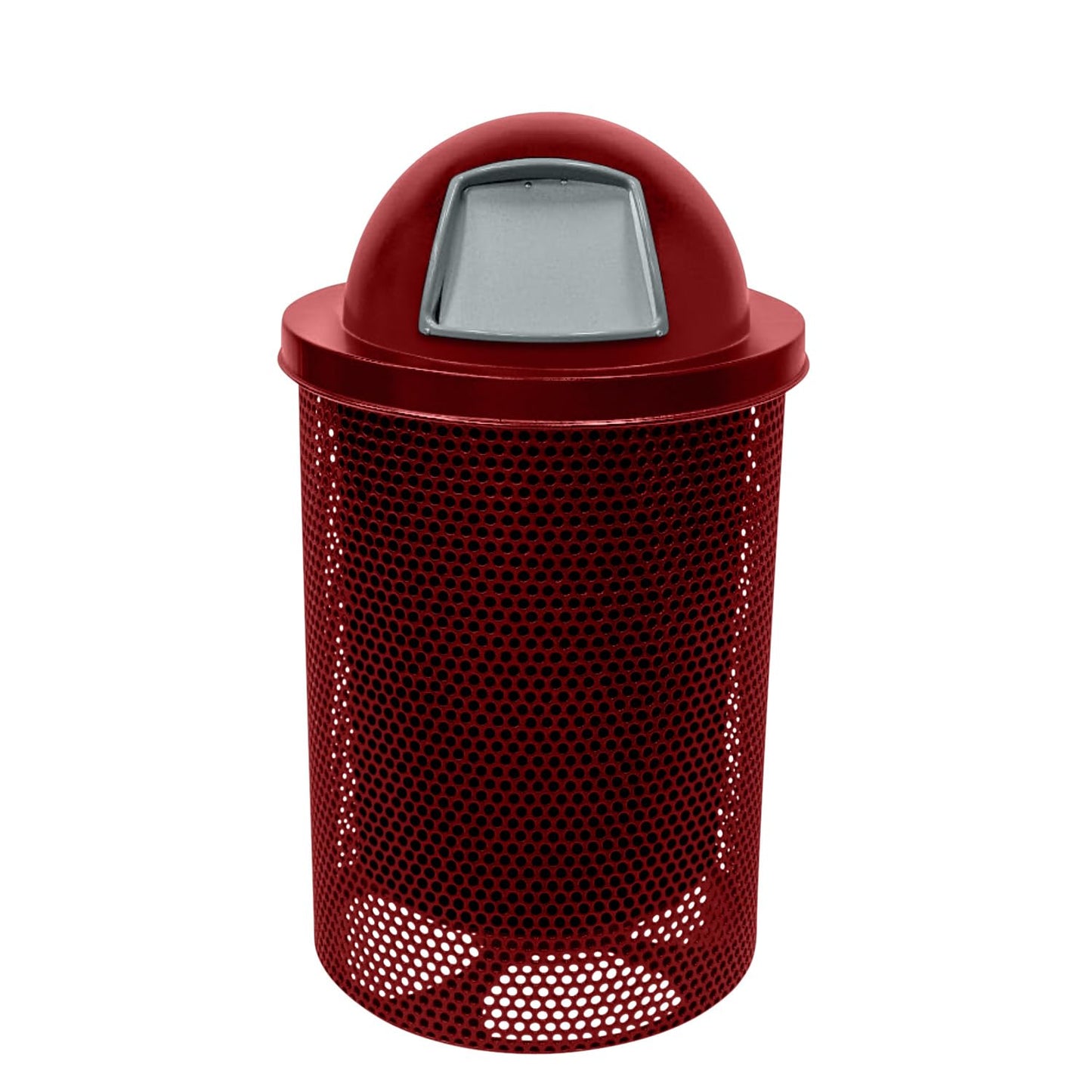 COATEDOUTDOORFURNITURE RDT-P-TXTBUR Heavy Duty Round Trash Receptacle with Dome Top, Liner