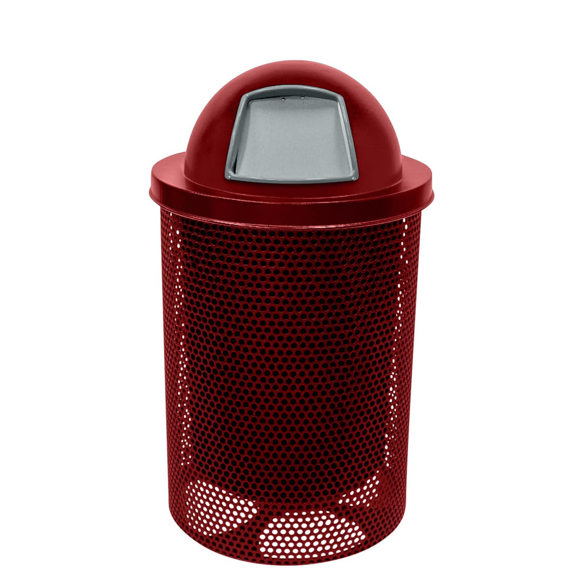 COATEDOUTDOORFURNITURE RDT-P-TXTBUR Heavy Duty Round Trash Receptacle with Dome Top, Liner