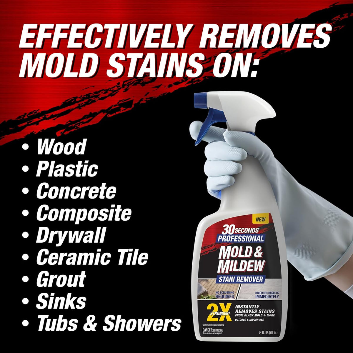 30 SECONDS Pro Mold and Mildew Stain Remover | Scrub Free | Brighter Results Instantly | Ready To