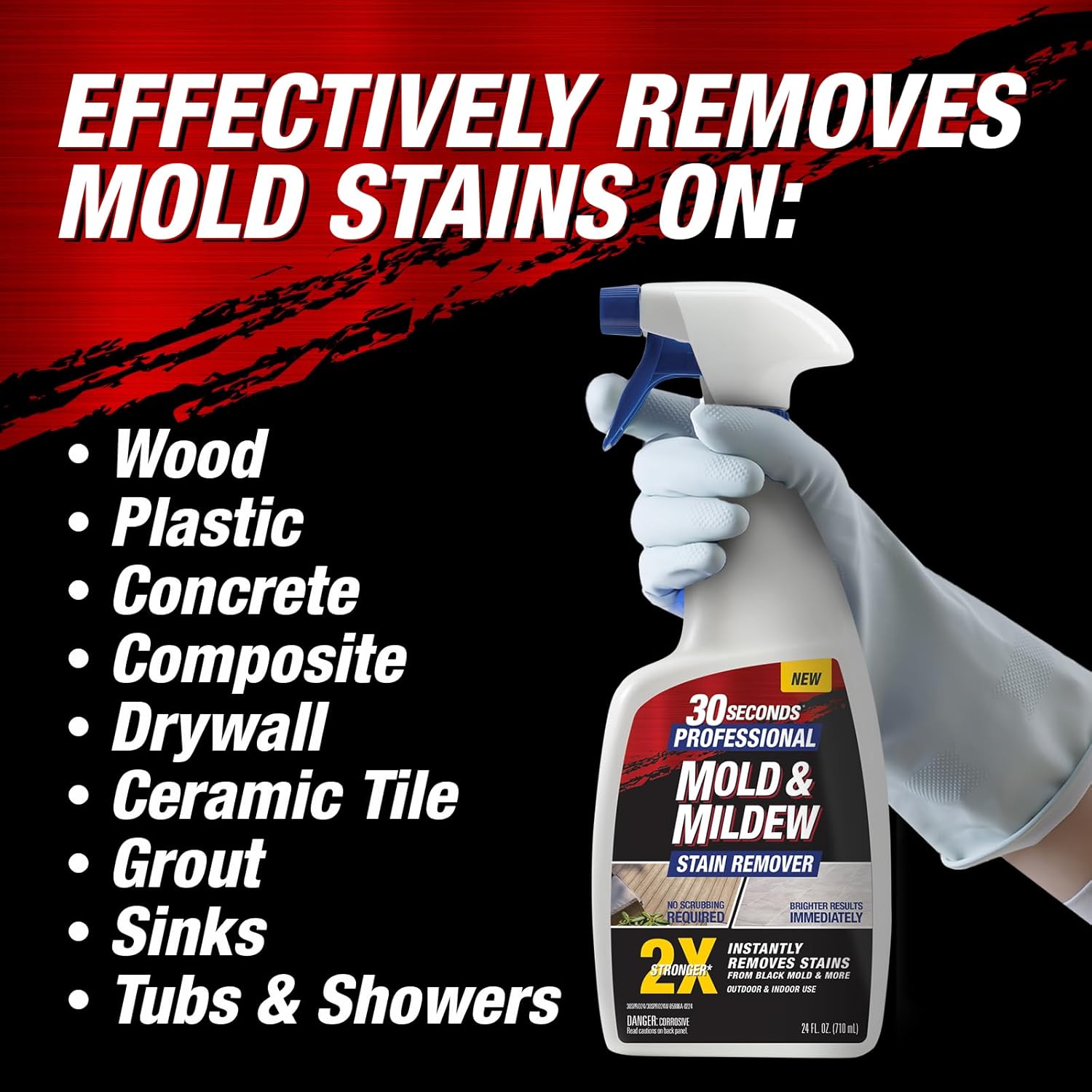 30 SECONDS Pro Mold and Mildew Stain Remover | Scrub Free | Brighter Results Instantly | Ready To