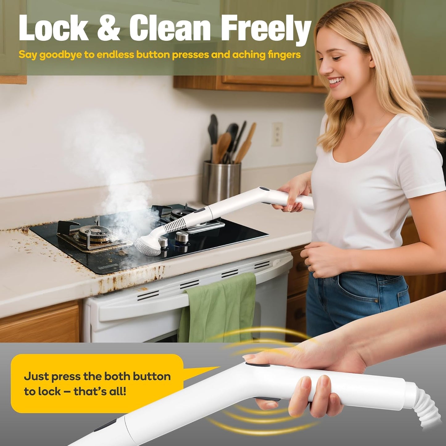 Newbealer Heavy-Duty Steam Cleaner for Home, Stainless Steel Boiler, Steam Mop with 20-Piece