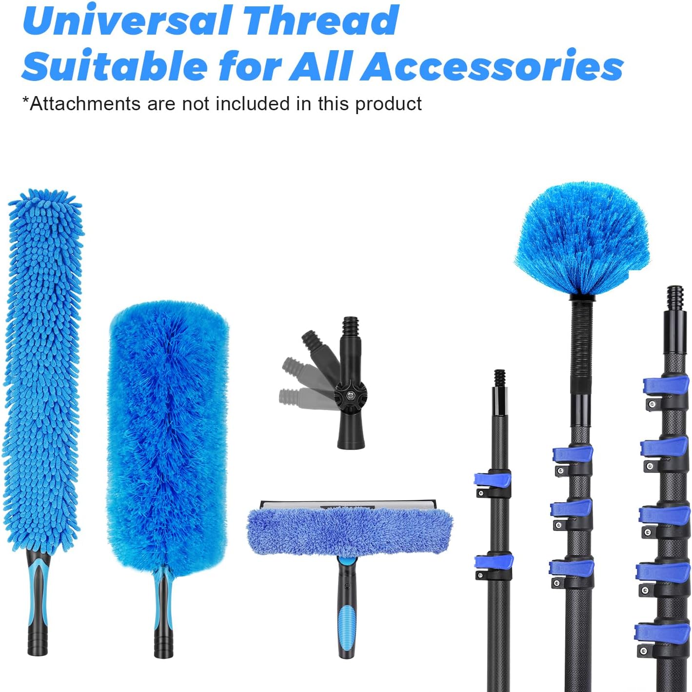 30 Foot High Ceiling Duster Kits with 4.7-24 FT Carbon Fiber Extension Pole, Feather Duster, Cobweb