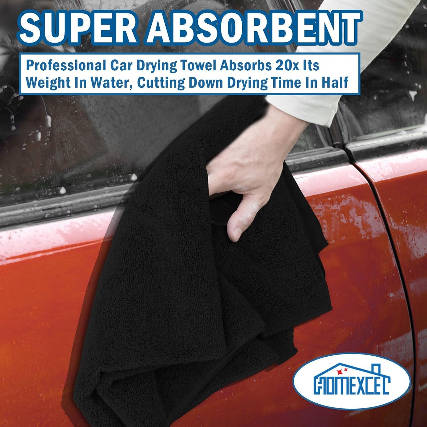 HOMEXCEL Professional Large Microfiber Car Drying Towels 4 Pack, Lint Free, Scratch Free, Highly