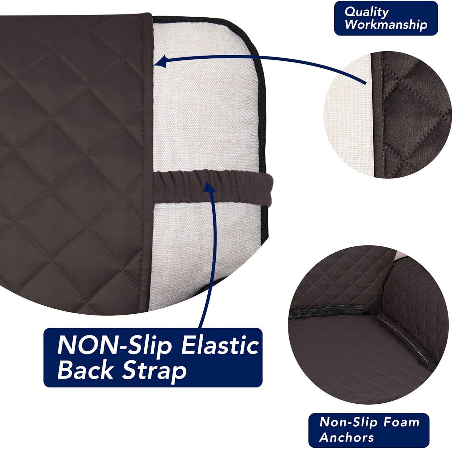 PureFit Reversible Quilted Sofa Cover, Water Resistant Slipcover Furniture Protector, Washable