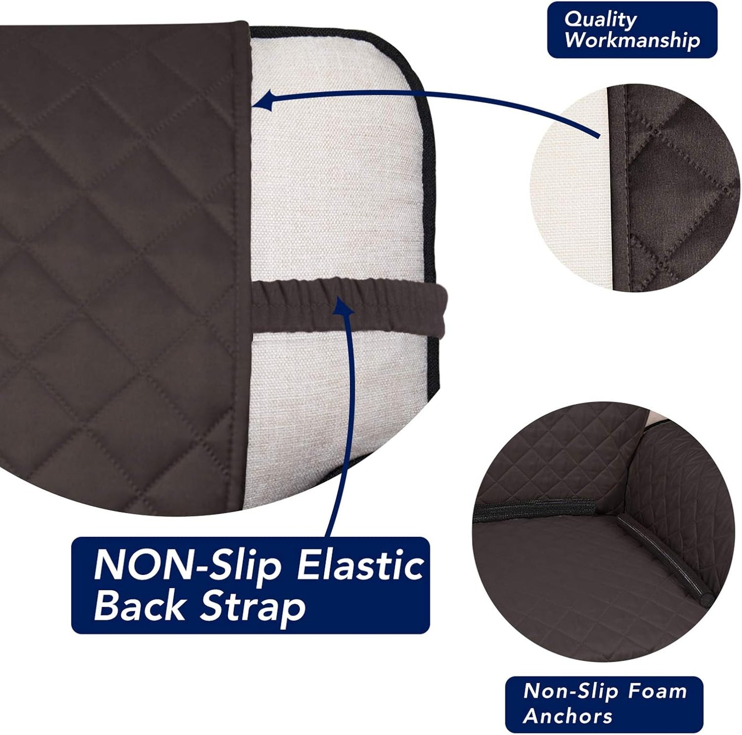 PureFit Reversible Quilted Sofa Cover, Water Resistant Slipcover Furniture Protector, Washable