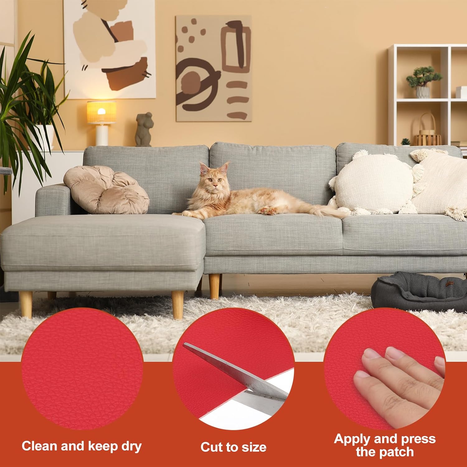 PATIKIL Leather Patches Tape for Furniture, 6.3 x 61 Inch Self Adhesive Vinyl Leather Repair Kit