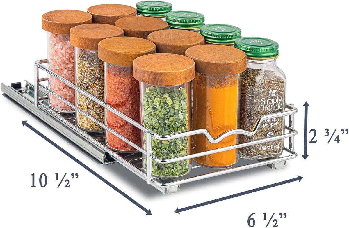Pull Out Cabinet Organizer for Spices, Cans - Heavy Duty with Lifetime Limited Warranty- Pull Out