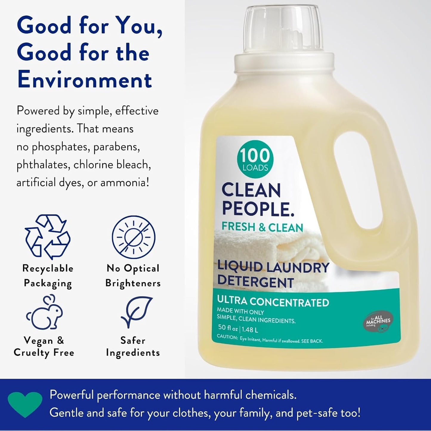 The Clean People Liquid Laundry Detergent - Recyclable Packaging, Stain Fighting - Ultra