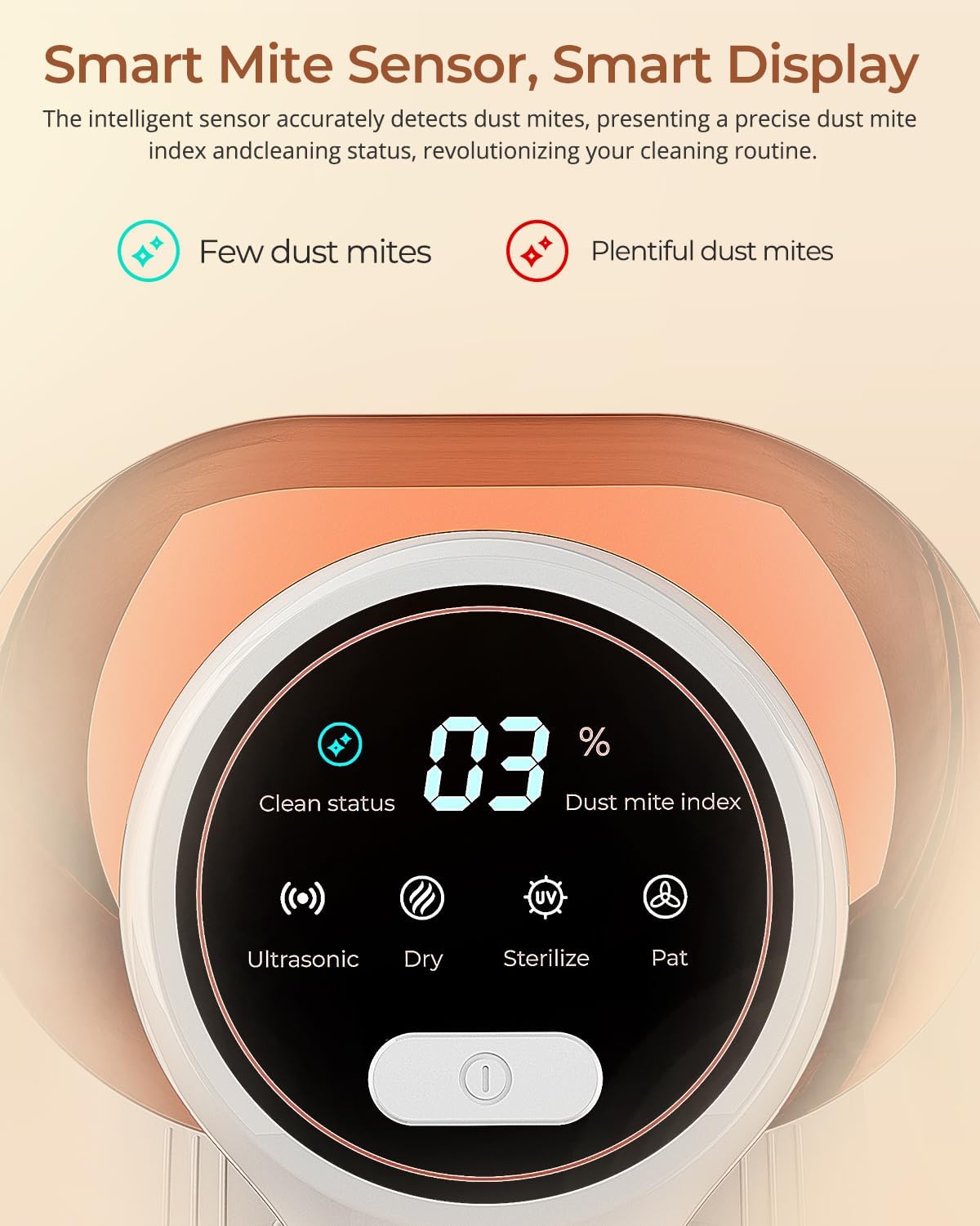 JIGOO Bed Vacuum Cleaner with Dust Sensor, Mattress Vacuum Cleaner with UV & Ultrasonic and High