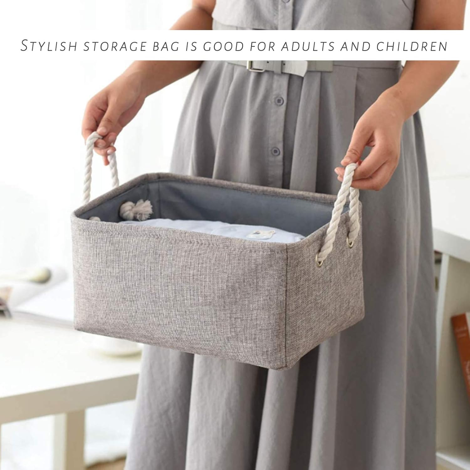 TcaFmac Storage Bins for Organization - Large 3 Pack Canvas Storage Basket for Shelves with