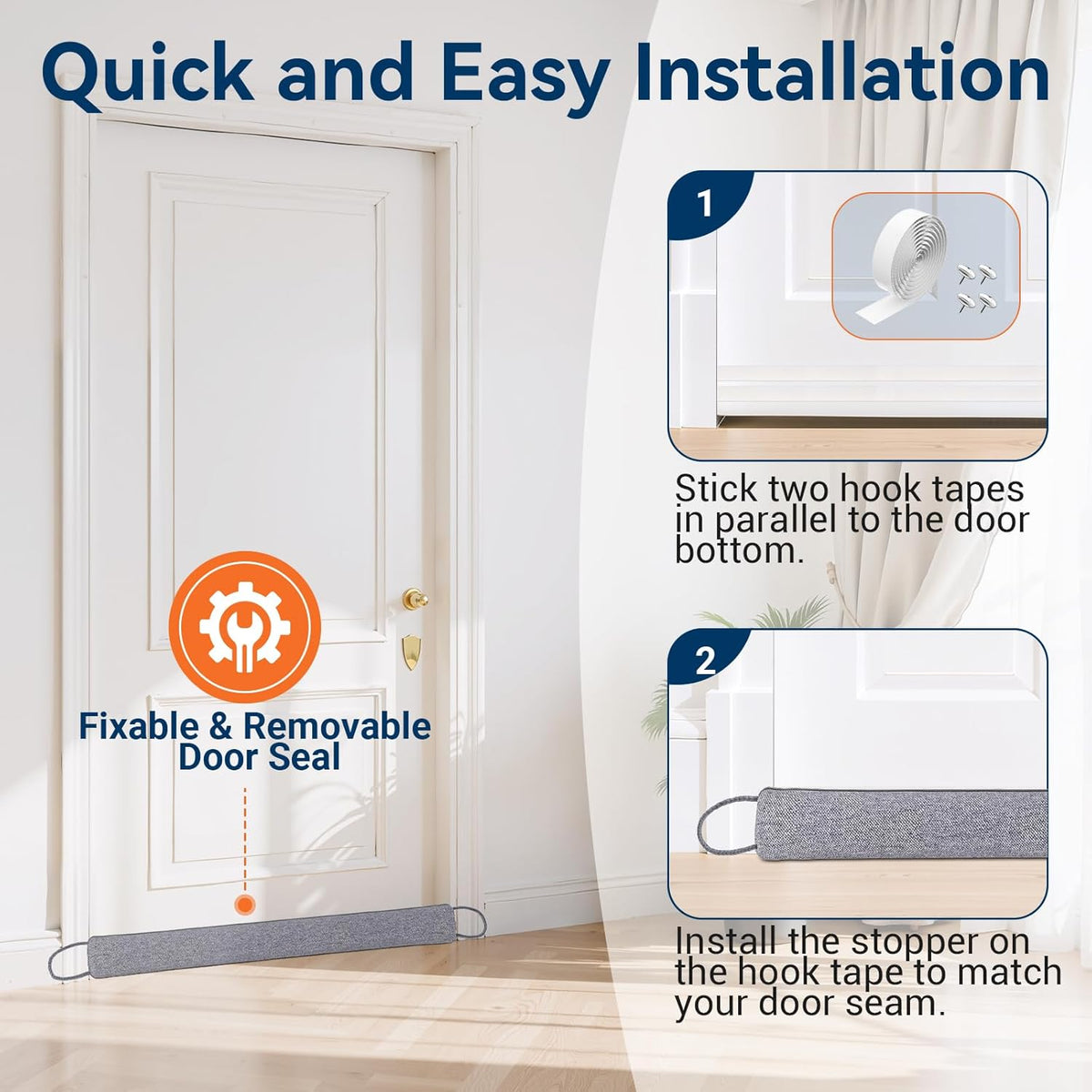 Door Draft Stopper for Bottom of Door, 36’’ Heavy Duty Under Door Draft Blocker Gap Filler, Door