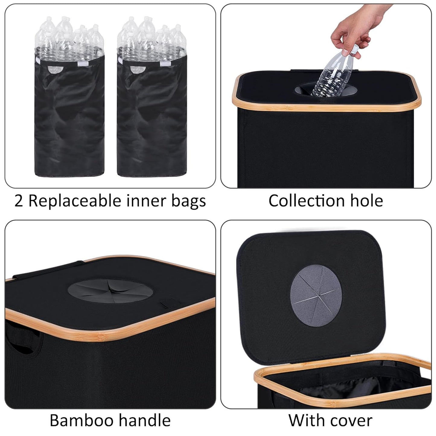 29 Gallons Recycling Bins for Kitchen, Indoor Recycle Bins with Lid, 110L Large Recycle bin with 2