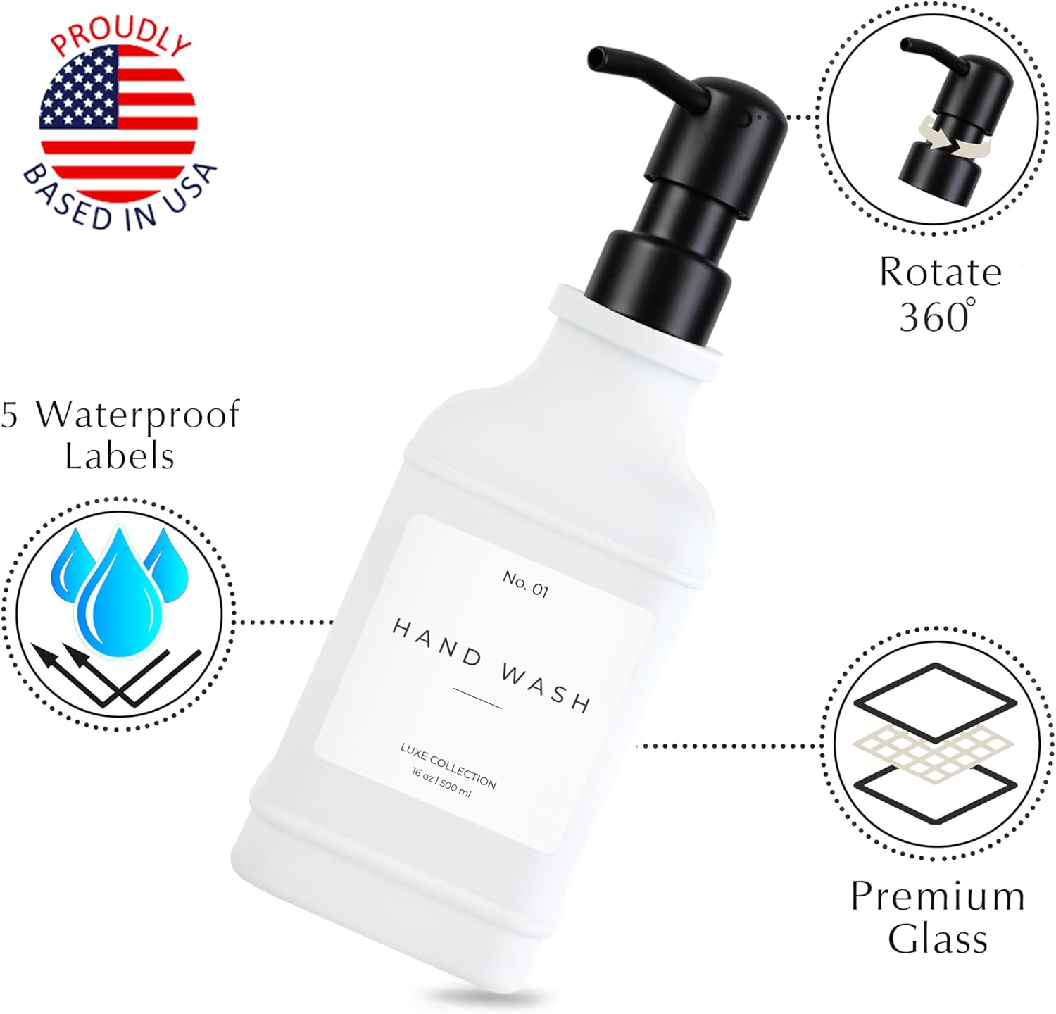 Emerson Essentials Soap Dispenser, Dish Soap Bottle Dispenser, Farmhouse Hand Soap Dispenser