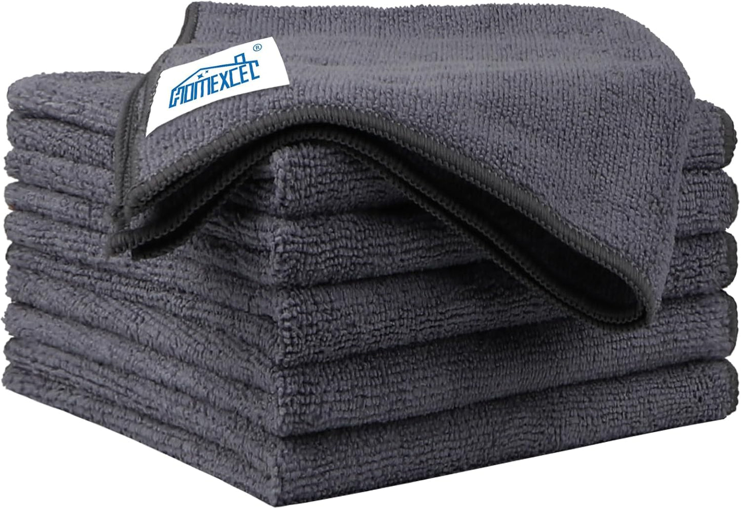 HOMEXCEL Grey Microfiber Cleaning Cloth 6 Pack, 12.5 x 12.5 inch Microfiber Towels for Cars, Ultra