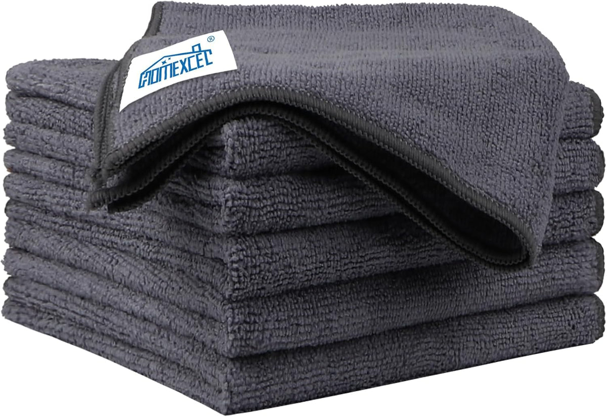 HOMEXCEL Grey Microfiber Cleaning Cloth 6 Pack, 12.5 x 12.5 inch Microfiber Towels for Cars, Ultra