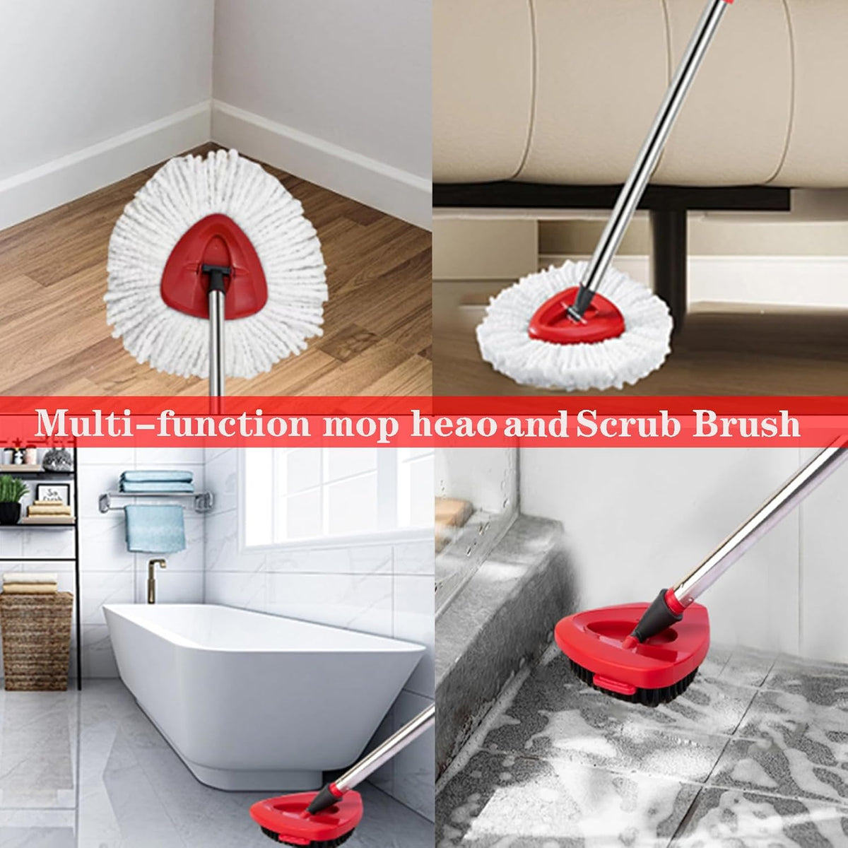 Spin Mop Replacement Head Mop Replace Head Compatible with O Cedar EasyWring Spin Mop - 4 O-Ceda