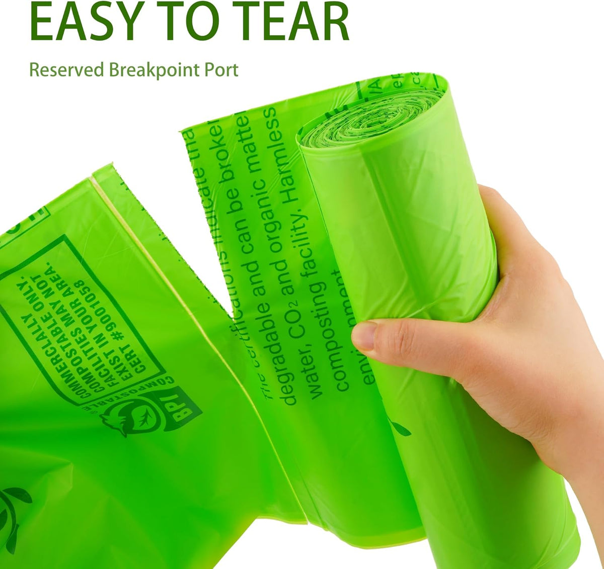 Compost Bags 33 Gallon 125 Liter Extra Thick 1.2 Mils Compostable Food Scrap Waste Bags with US BPI