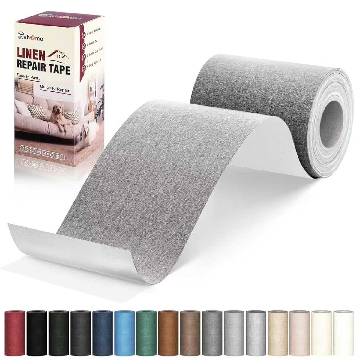 Linen Repair Tape 4x79 inch, Self Adhesive Fabric Patches, Linen Patch Tape Kit, Fabric Repair Tape