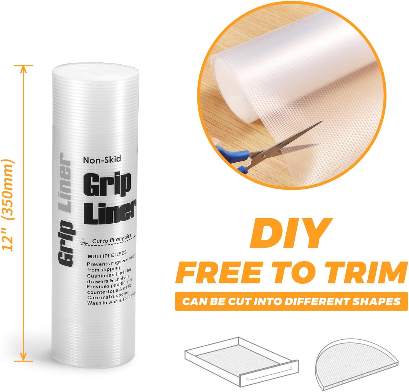 Glotoch Non Adhesive Shelf Liners for Kitchen Cabinets Clear 12"X60",Waterproof and Durable Drawer