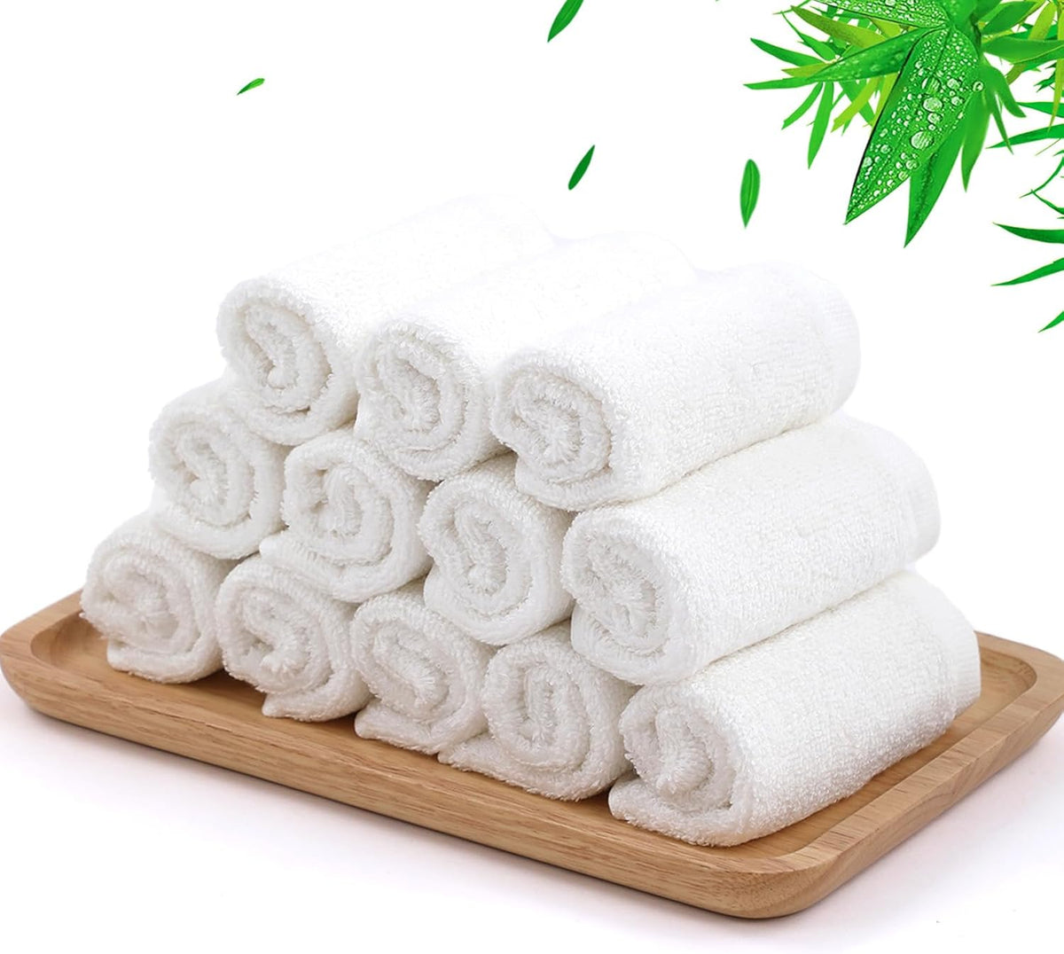JEFFSUN Dish Cloths 12 Pack, 10x14 inch White Reusable Kitchen Washcloths, Plant Based Rayon, Soft