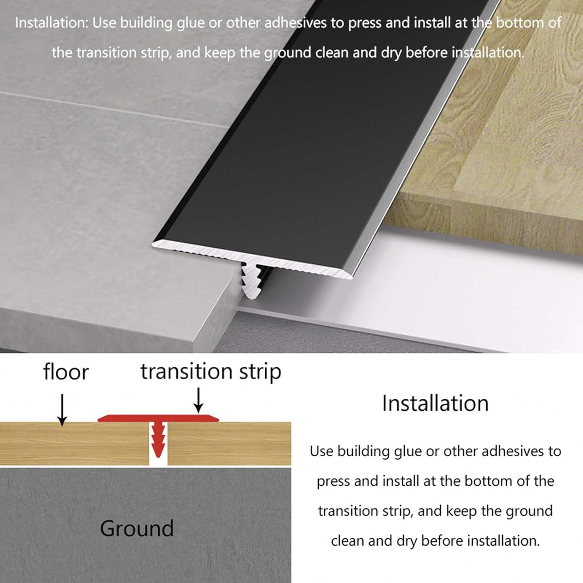 10Pcs Aluminum T Molding Floor Transition Strip, 48In Aluminum T Molding Trim, Floor Strip Floor
