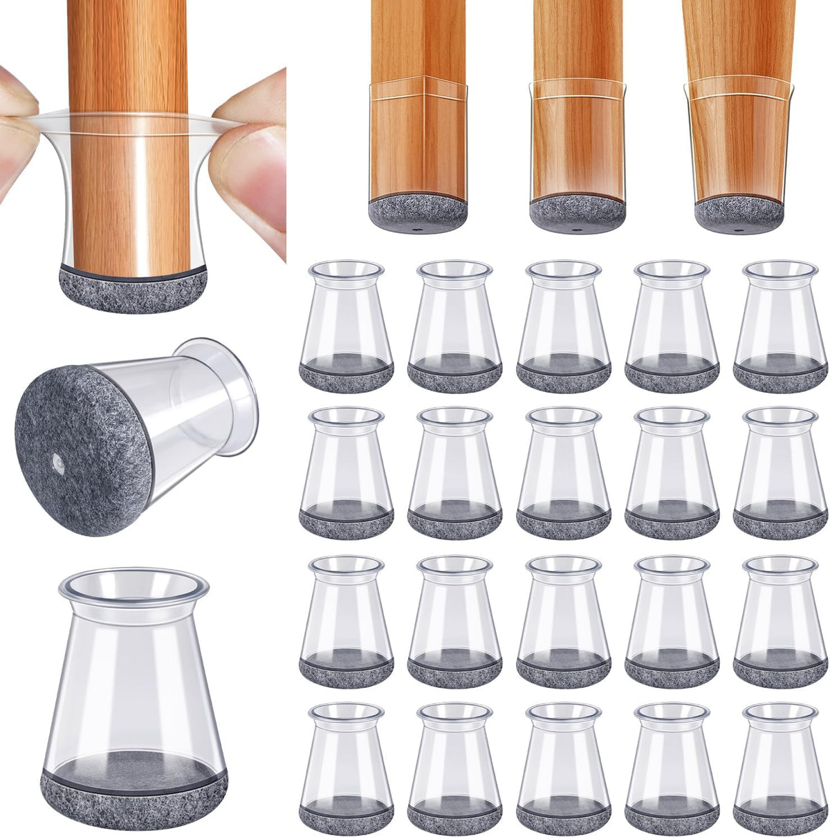 BUMACO Chair Leg Floor Protectors Chair Leg Protectors for Hardwood Floors Silicone Pads Covers to