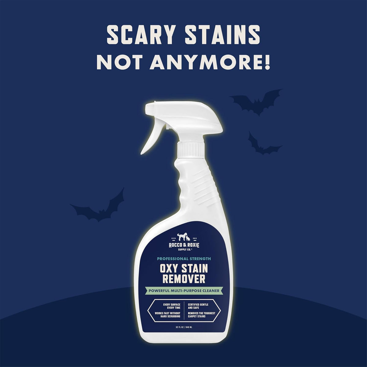 Rocco & Roxie Oxy Stain Remover - Oxygen Powered Carpet Cleaner Spray - Pet Stain Remover for