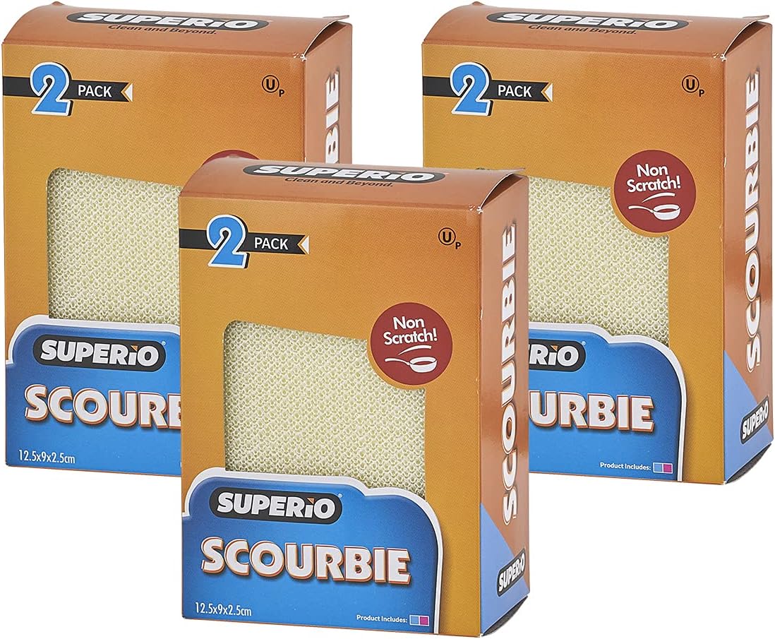 Superio Nylon Cleaning Pad, Dish Scrubbers, Multi Surface Scratch- Free Scour Sponge for Stainless