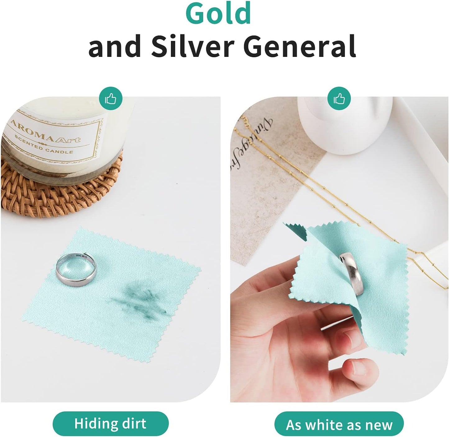 CATIFLIN 100pcs Premium Jewelry Cleaning Cloth, Silver Polishing Cloth Individually Wrapped, for