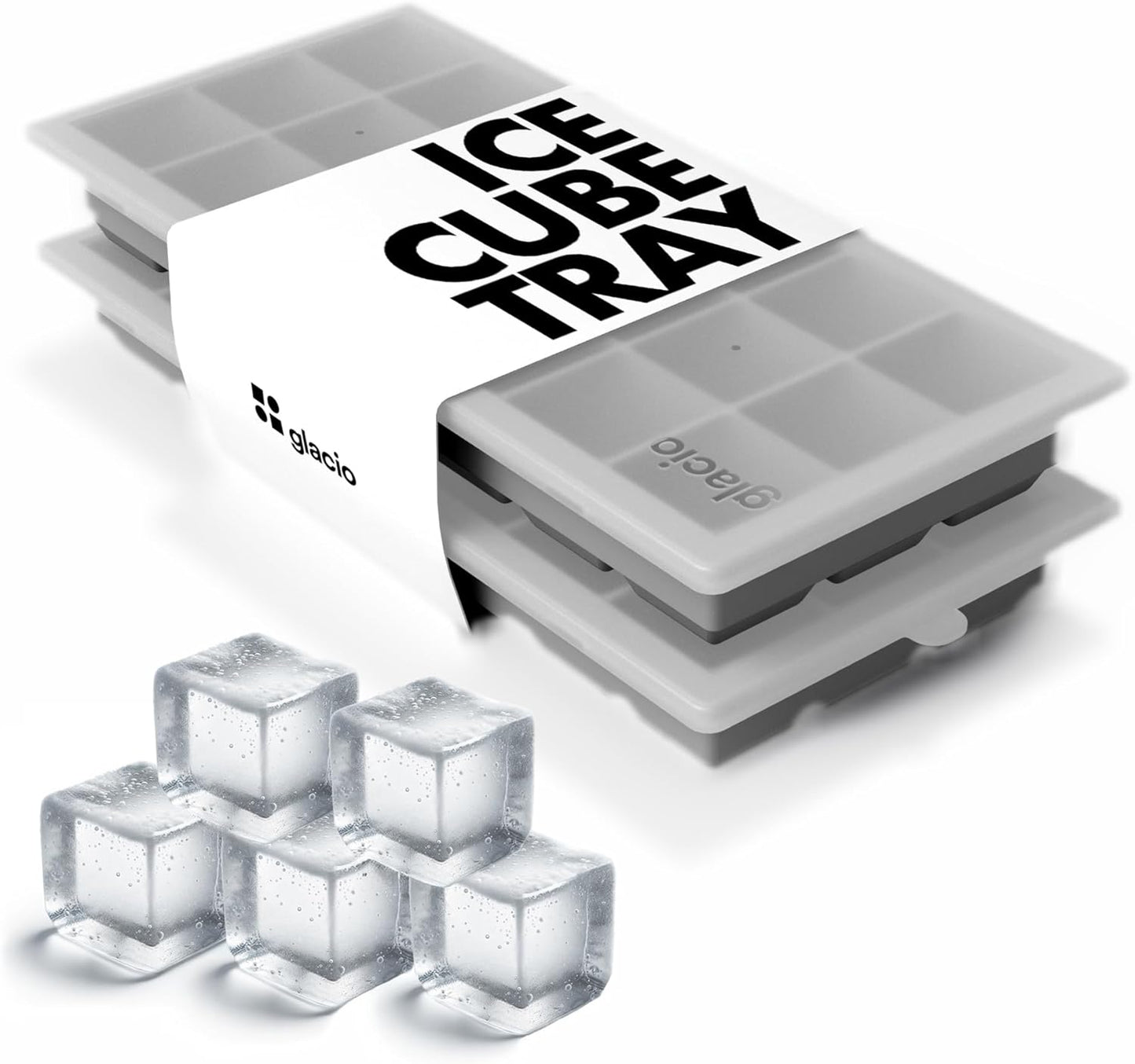 glacio Ice Cube Tray – Small Silicone Molds with Lids, BPA-Free and Flexible for Cocktails and
