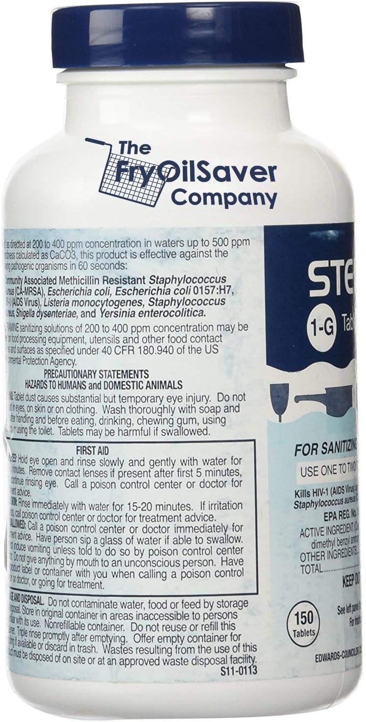 2 Bottles Steramine Sanitizer Tablets - 15x QT-10 Test Strip - Multi Purpose Steramine Sanitizing