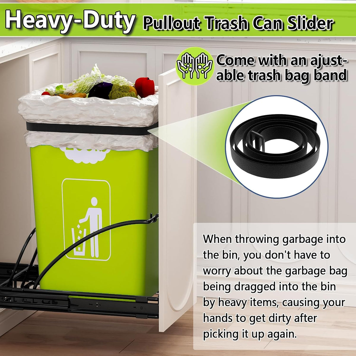 Pull Out Trash Can Under Cabinet 7-13 Gallon 50 Qt Under Sink Trash Can Pull Out Trash Can for