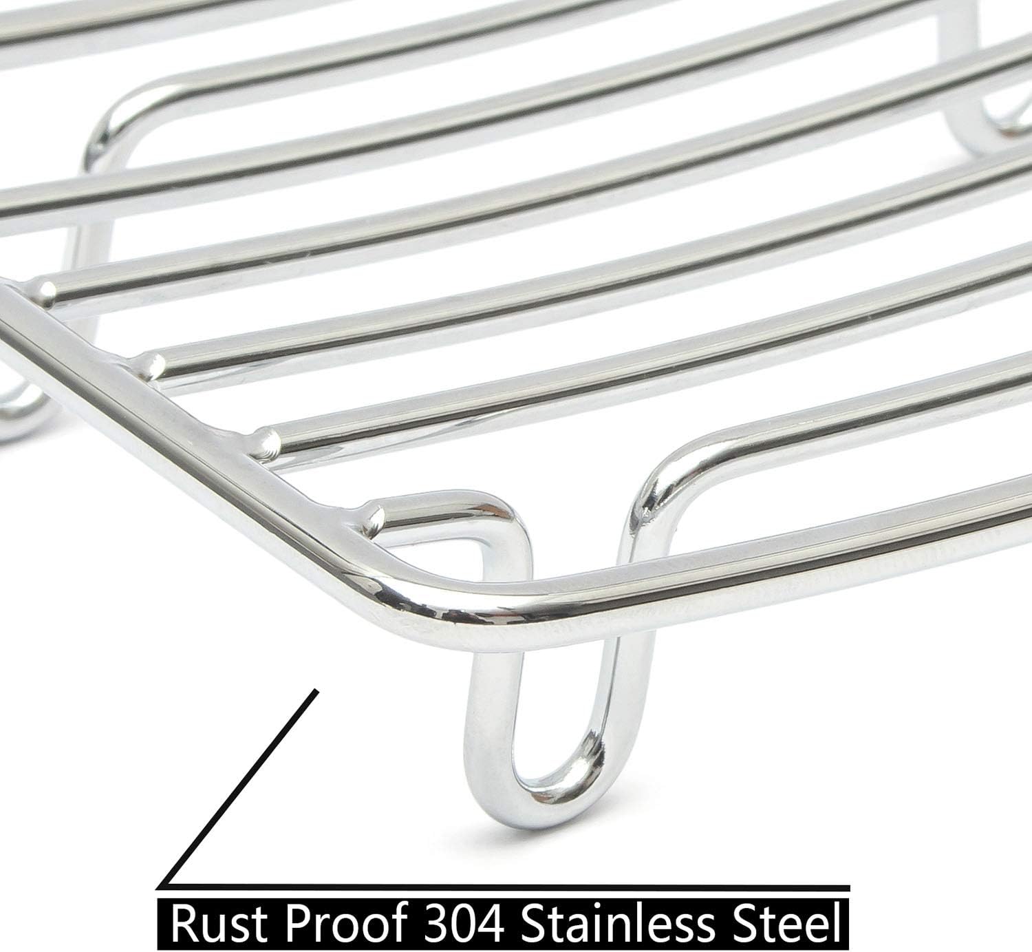 Bar Soap Dish Holder for Shower Bathroom Stainless Steel Rust Proof Self Draining with White Soap