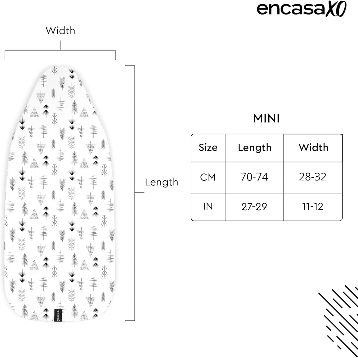 Encasa XO Ironing Board Cover and Pad 28"x12" - Thick 3mm Felt Padding, Drawstring Tightening &