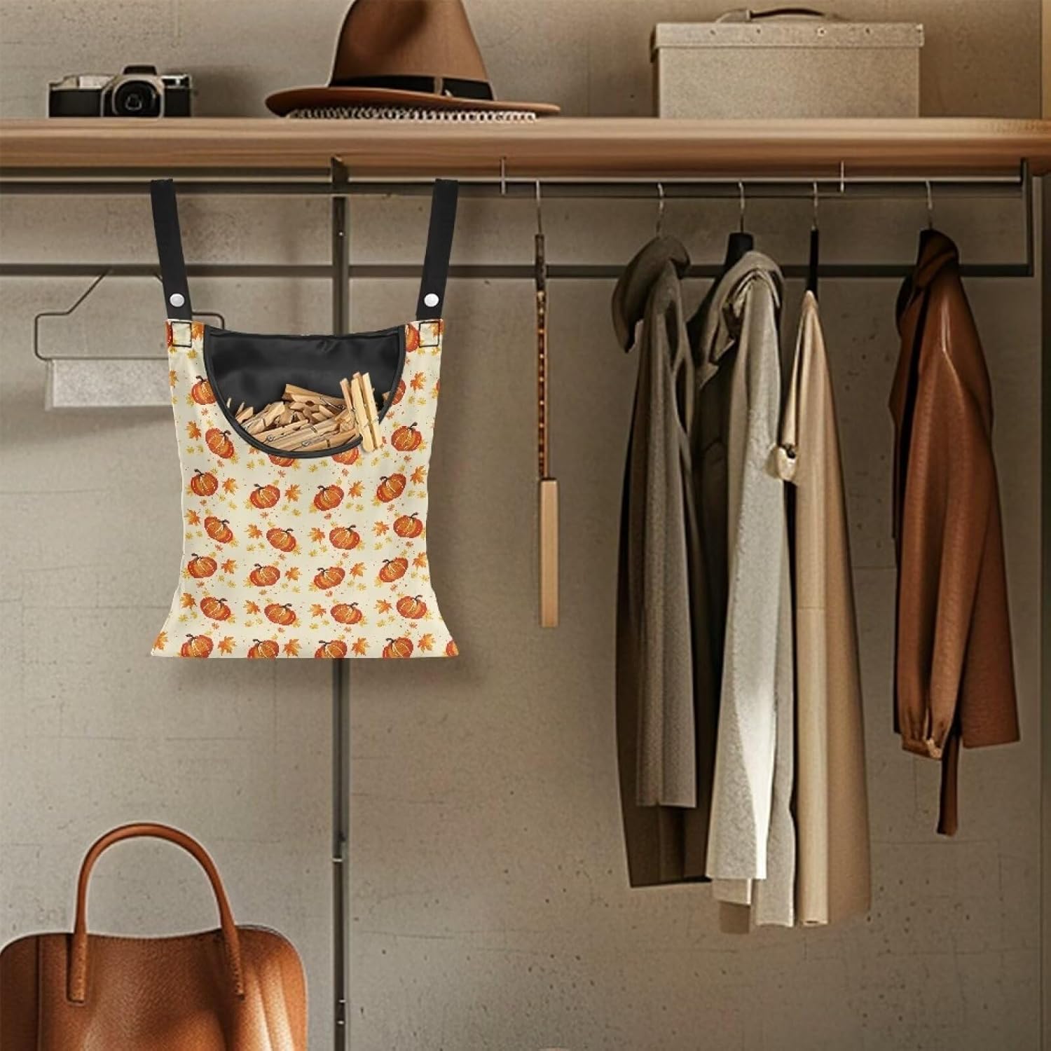 Pumpkin Clothes Pin Bags Clothespin Bag Holder Clothespin Holder 14.5 x 12 Inch Clothespin Bag for