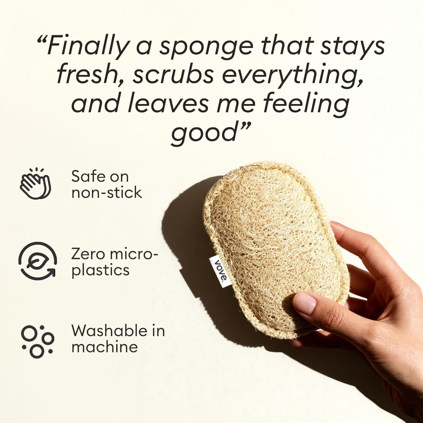 Vove Washing Up Sponges, Pack of 8 - Loofah & Cellulose Sponge with Cotton, Natural Eco-Friendly