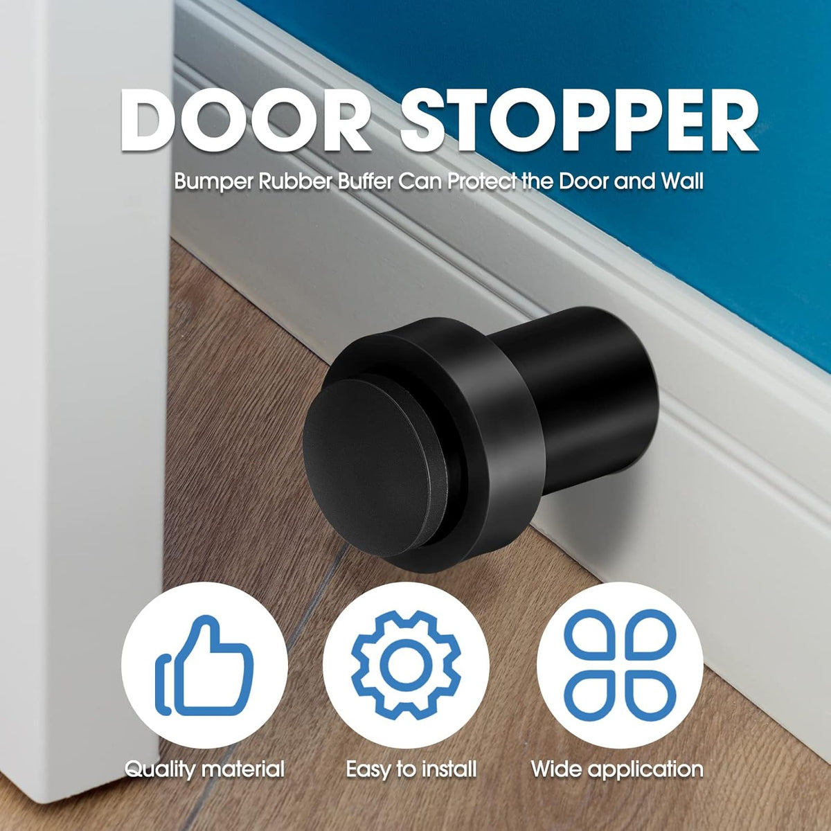 Chumia 6 Pcs Door Stopper Mounted Floor Stops Stainless Steel Cylindrical Stopper Modern Decorative