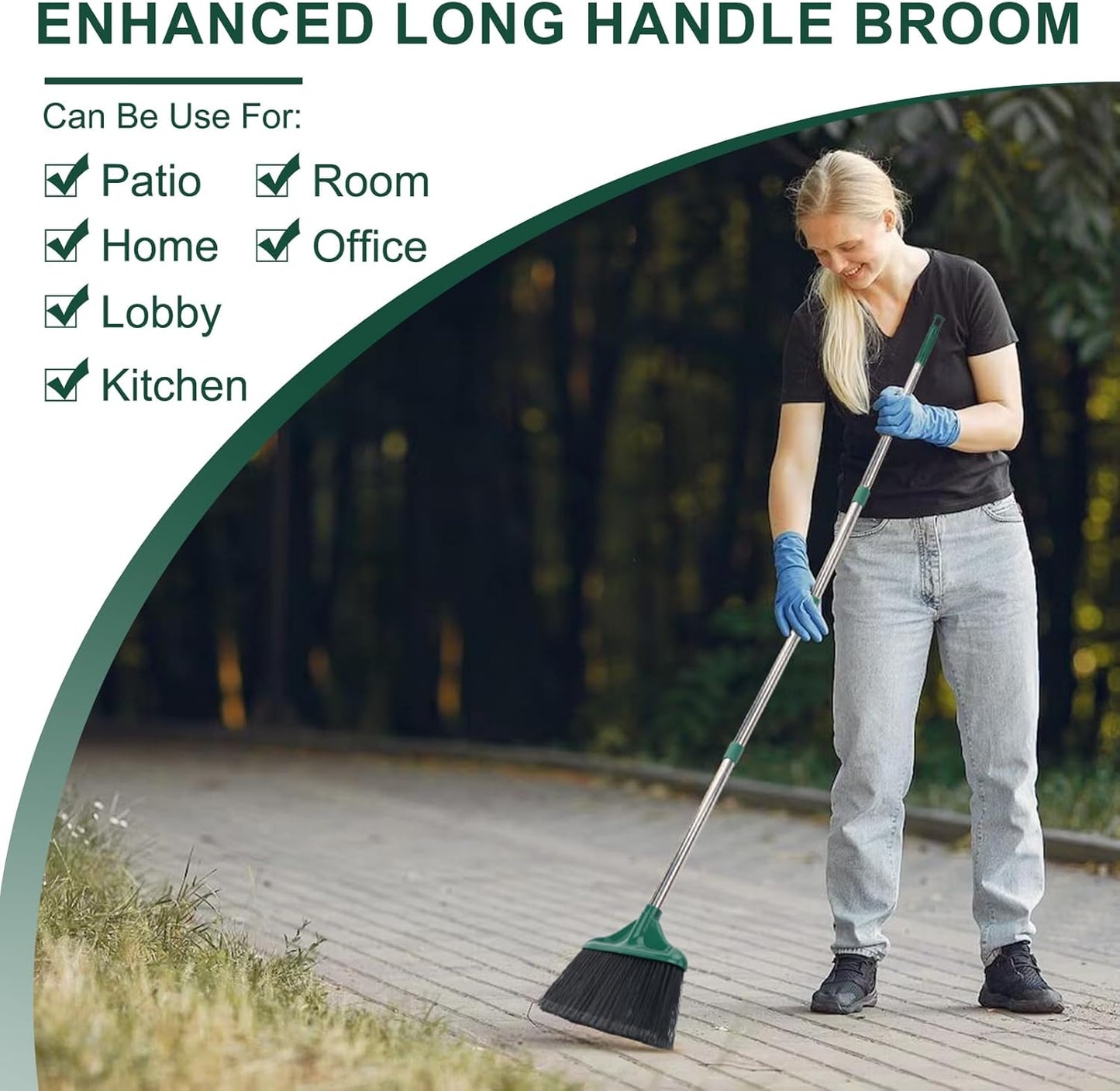 4 PCS Heavy Duty Broom Outdoor/Indoor Commercial Broom with 61" Long Handle,Perfect for Home Garage
